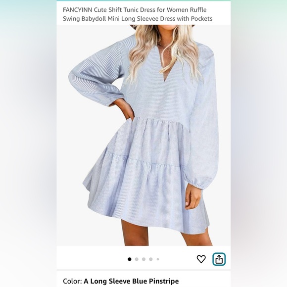 FANCYINN Blue Striped Dress XL - Picture 2 of 5